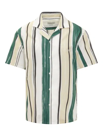 Shop Lanvin Printed Bowling Shirt In Bianco/verde