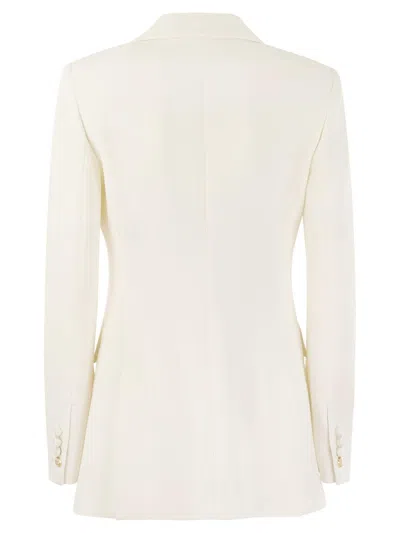 Shop Max Mara Single-breasted Long-sleeved Jacket In Bianco Sporco