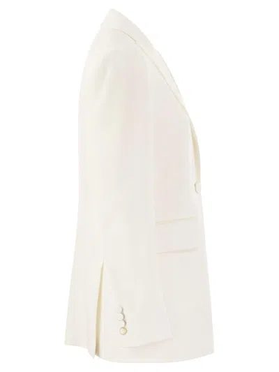 Shop Max Mara Single-breasted Long-sleeved Jacket In Bianco Sporco