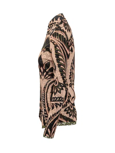 Shop Etro Shirt With Angkor And Aurea Motif In Nero/rosa