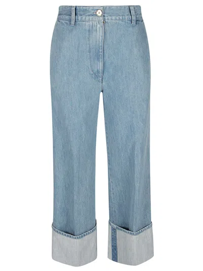 Shop Patou Denim Iconic Trousers In Blu
