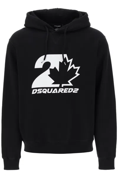 Shop Dsquared2 Printed Hoodie In Nero