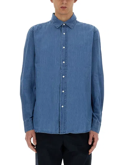Shop Aspesi Denim Shirt In Blu Denim