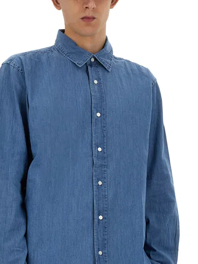 Shop Aspesi Denim Shirt In Blu Denim