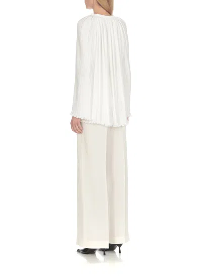 Shop Lanvin Pleated Blouse In Bianco
