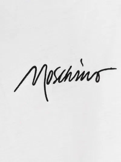 Shop Moschino Logo Embroidery T-shirt In Bianco