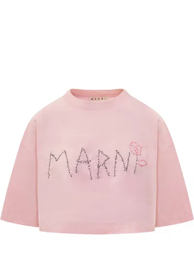 Shop Marni T-shirt With Logo In Rosa