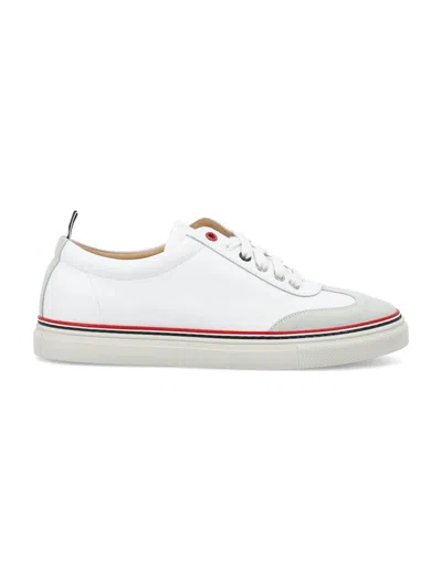 Shop Thom Browne Calfskin Trainer In White