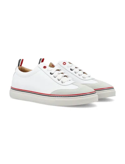 Shop Thom Browne Calfskin Trainer In White