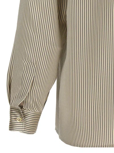 Shop Saint Laurent Satin Striped Shirt In White