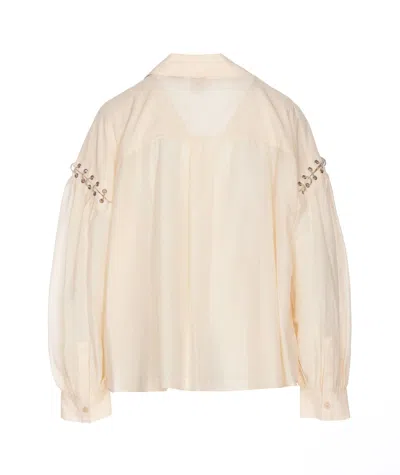 Shop Pinko Piercing Voile Blouse In Pink
