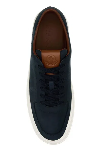 Shop Moncler Midnight Blue Leather Monclub Sneakers