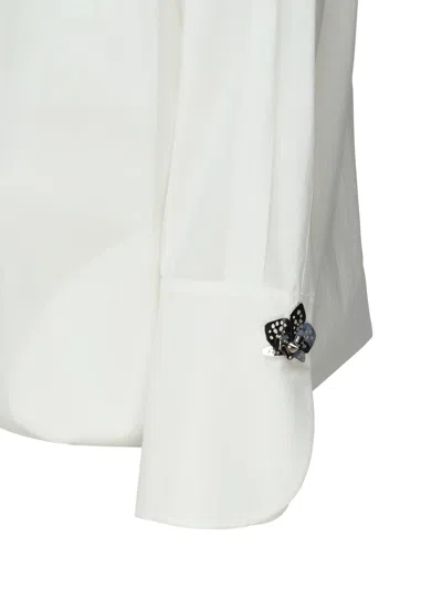 Shop Genny Balloon Shirt Dress With Orchid Buttons In White