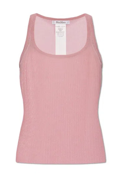 Shop Max Mara Sleeveless Ribbed Top In Pink