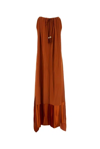 Shop Max Mara Halter-neck Sleeveless Dress In Brown