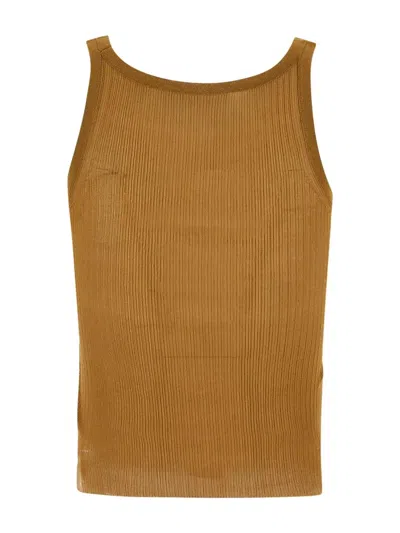 Shop Max Mara Silk Tank Top In Brown