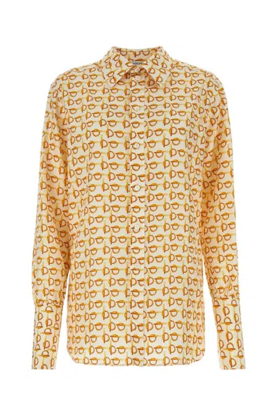 Shop Burberry B Pattern Long-sleeved Shirt In Golden