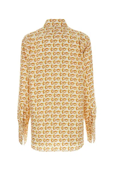 Shop Burberry B Pattern Long-sleeved Shirt In Golden