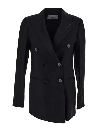 Shop Lardini Double-breasted Jacket In Black