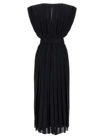 Shop Fabiana Filippi Long Dress Hierogette Pleats In Black