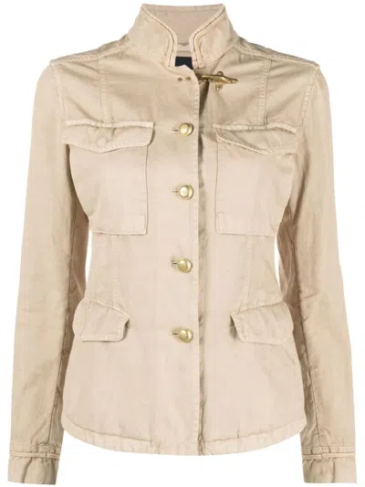 Shop Fay Sahariana Canvas Military Jacket In Brown