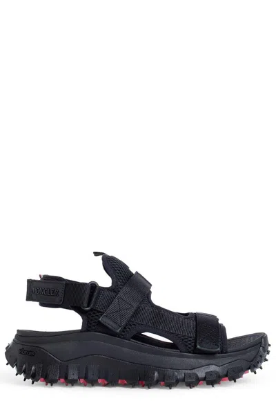 Shop Moncler Trailgrip Vela Slingback Sandals In Black