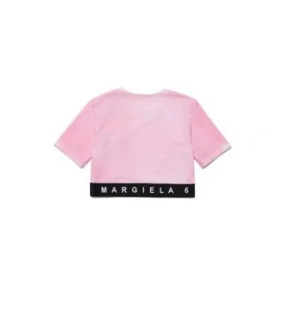 Shop Mm6 Maison Margiela T-shirt Con Logo In Pink