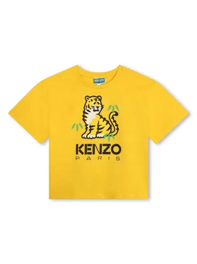 Shop Kenzo T-shirt Con Stampa In Yellow