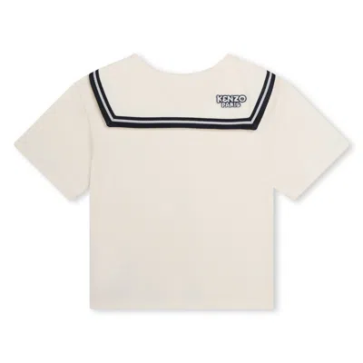Shop Kenzo T-shirt Con Colletto Alla Marinara In Cream