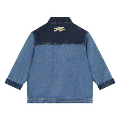 Shop Kenzo Giacca-camicia Denim Con Applicazione In Blue