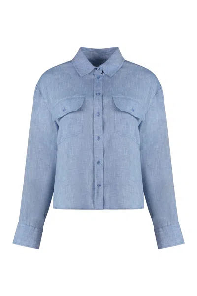 Shop Weekend Max Mara Eureka Linen Shirt In Light Blue