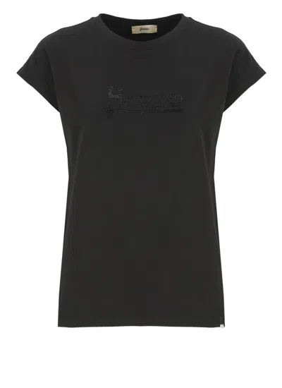Shop Herno Cotton T-shirt In Black