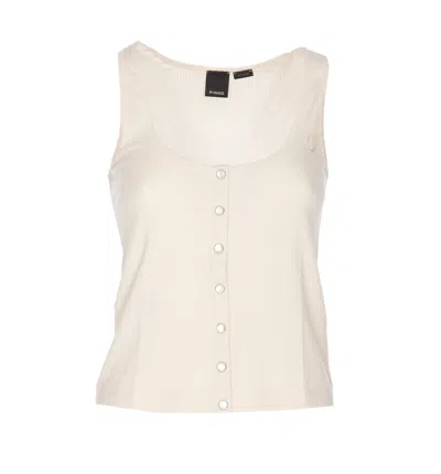 Shop Pinko Tank Top With Nacre Buttons In White