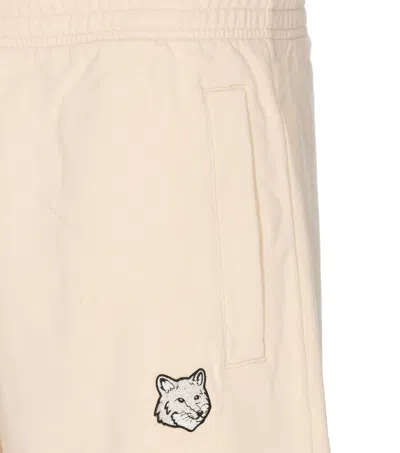 Shop Maison Kitsuné Bold Fox Head Patch Logo Shorts In Beige