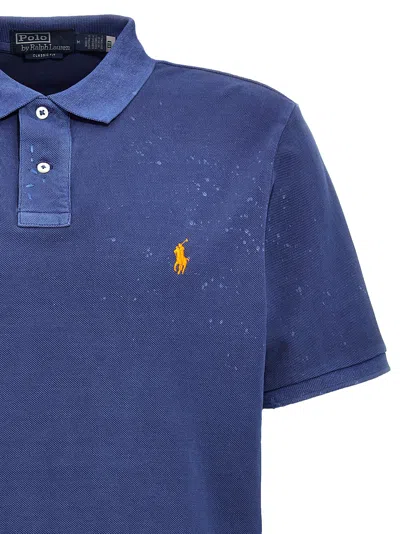 Shop Polo Ralph Lauren Logo Embroidery Polo Shirt In Blue