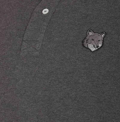 Shop Maison Kitsuné Bold Fox Head Patch Logo Polo In Grey