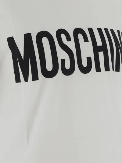Shop Moschino Logo Printed Crewneck T-shirt In Bianco