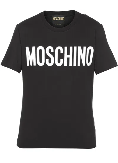 Shop Moschino Logo Printed Crewneck T-shirt In Nero