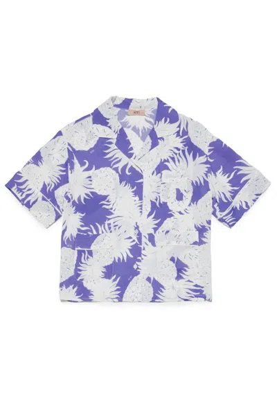 Shop N°21 Graphic Printed Straight Hem Shirt In Viola/bianco