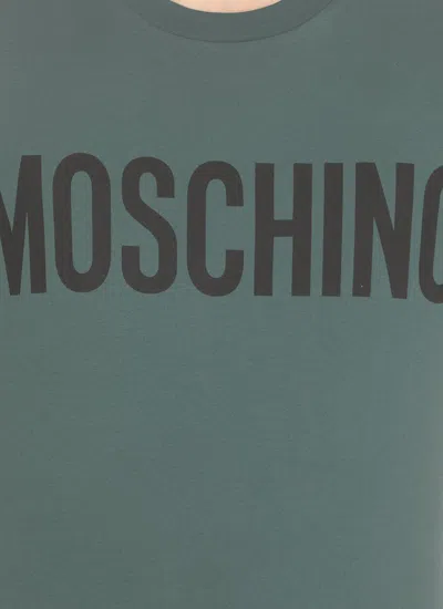 Shop Moschino Logo Printed Crewneck T-shirt In Verde