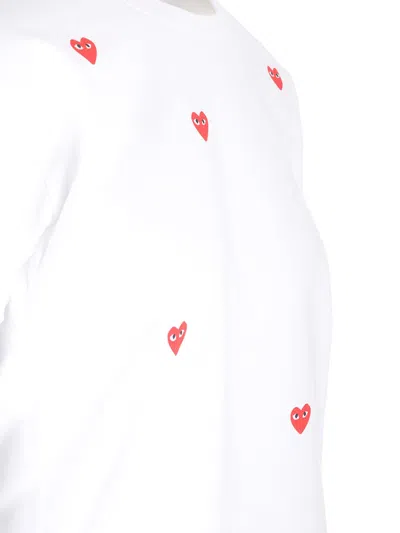 Shop Comme Des Garçons Play T-shirt With Mini Red Hearts In White