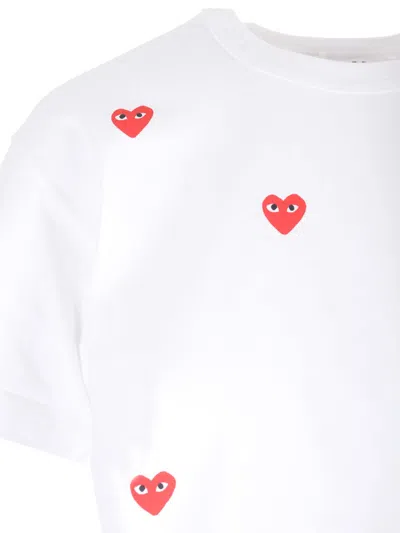 Shop Comme Des Garçons Play T-shirt With Mini Red Hearts In White