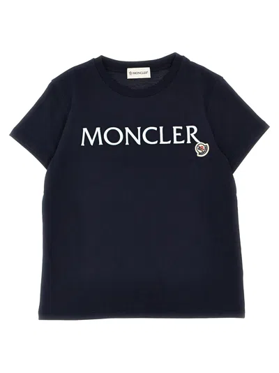 Shop Moncler Logo Embroidery T-shirt In Blue