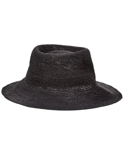 Shop Bruno Magli Crochet Straw Bucket Hat In Black