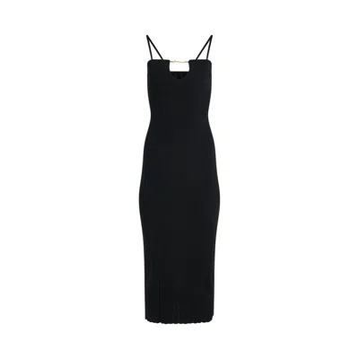 Jacquemus Embellished Ribbed-knit Midi Dress