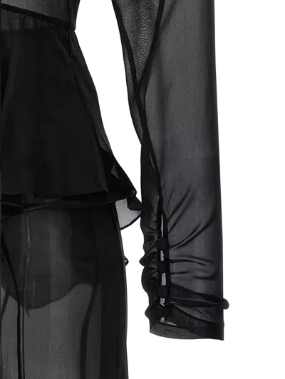 Shop Alessandra Rich Georgette Silk Midi Dress In Black