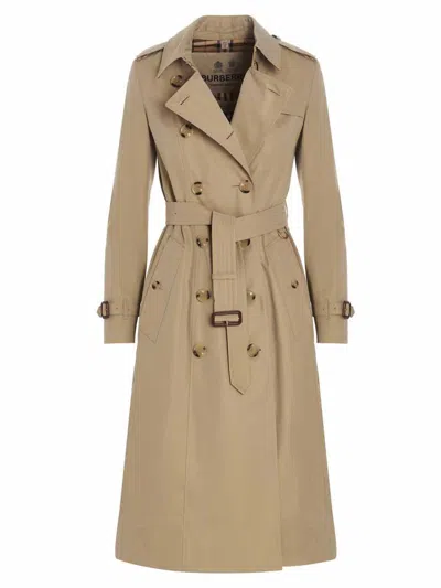 Shop Burberry 'chelsea' Fitted Trench Coat In Beige