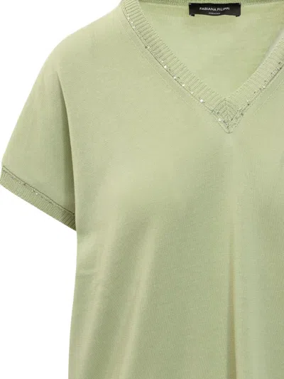 Shop Fabiana Filippi T-shirt Sequins In Green