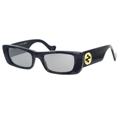 Gucci Black Interlocking G Rectangular Sunglasses In Gray