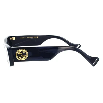 Gucci Black Interlocking G Rectangular Sunglasses In Gray